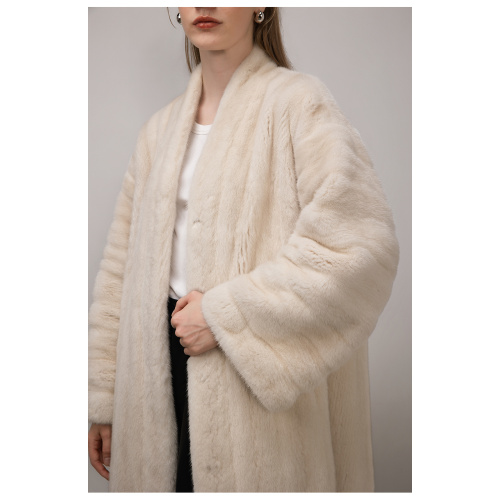 KC Fur Velvet V-neck Dropped Shoulder Mid Length Mink Coat