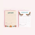 Calendário de parede com tema floral personalizado de 12 meses