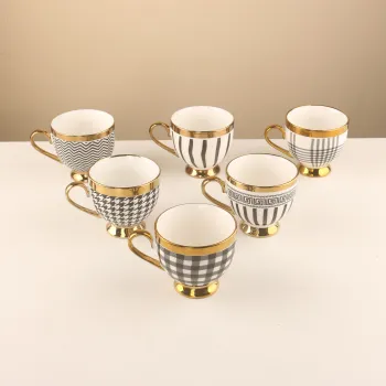 Hot Selling Ceramic Coffee Mug with Electroplating and Gold Handle