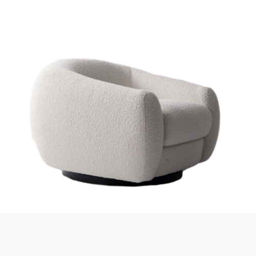 Modern Pascal Swivel Lounge Chair in White Boucle