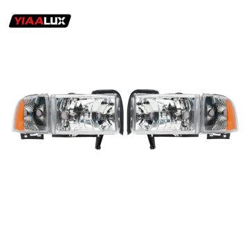 Chromed Housing Clear Lens Front Headlights for 1994-2001 Dodge RAM 1500