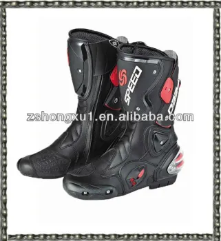 Black Safety Motorcycle Boots B1001 (Black,Red,blue,White)