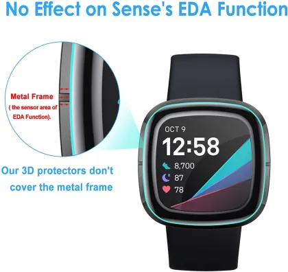 Full Coverage Anti-Scratch 3D PMMA Screen Protectors for Fitbit Sense Versa 3/2