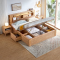 Cama simple de almacenamiento de madera maciza 1,5 m cama doble