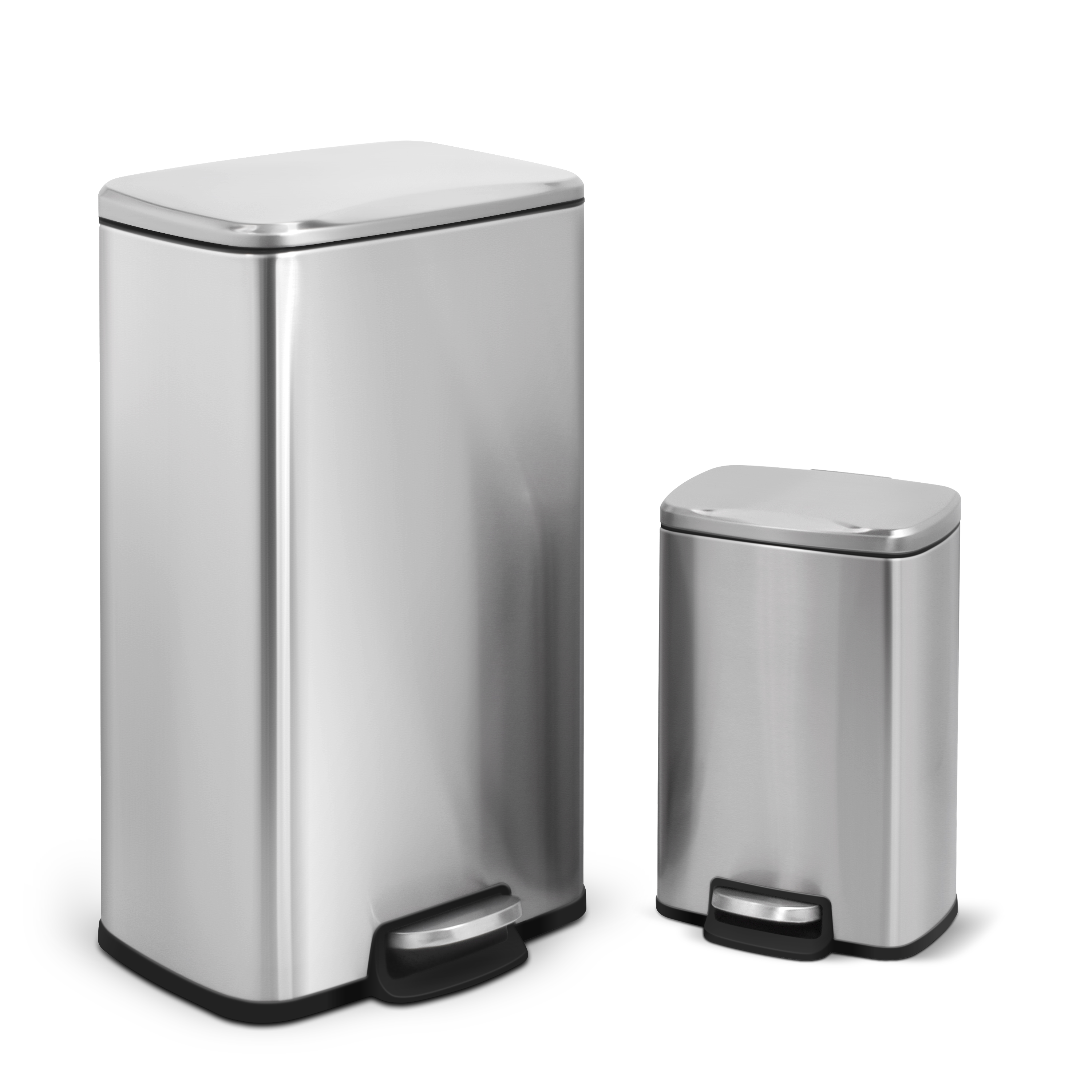 silver rectangle trash can combo