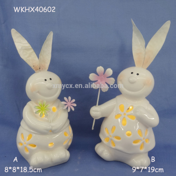 Tea light lovely decorative porcelain ceramic easter rabbit