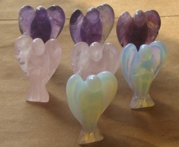 gemstone pocket standing angel figurines