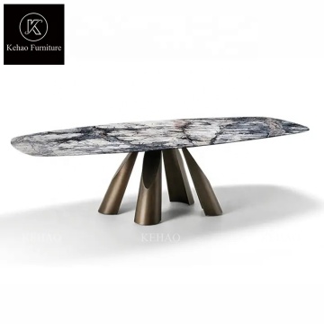 Factory Custom Italian Luxury Modern Marble Dining Table Set for 8