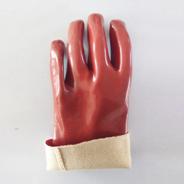 PVC rojo oscuro Guantes de seguridad Guantes de algodón 27 cm