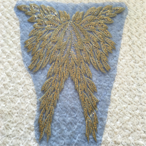 Patch de vêtements de broderie de fleurs de maille de paillettes d&#39;or