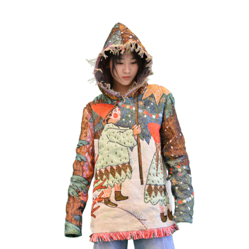 Custom Anime Hoodie with Arm Patchwork Design for Women
