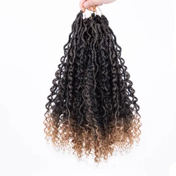 river locs corchet extension hair faux locs synhtetic hair curly ends ombre color twist braids
