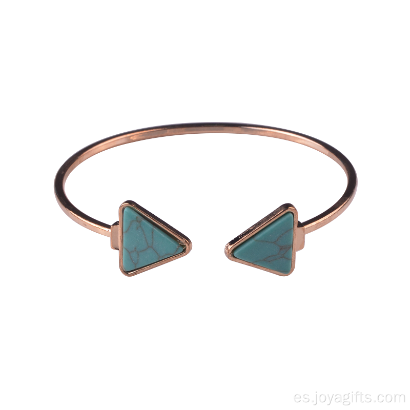 Piedra turquesa triángulo brazalete para mujeres accesorios