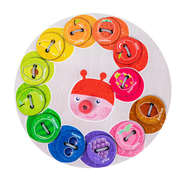 Wooden Caterpillar Threading Game: Enhancing Color and Button Cognition in Children's Educational Wear