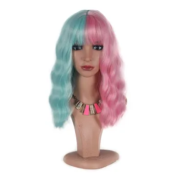 Wholesale Artificial Cosplay Short Bang Adjustable Heat Resistant Natural High Quality wavy Synthetic Wigs For Black Women