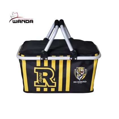 Flexible collapsible whole foods basket insulated cooler bag