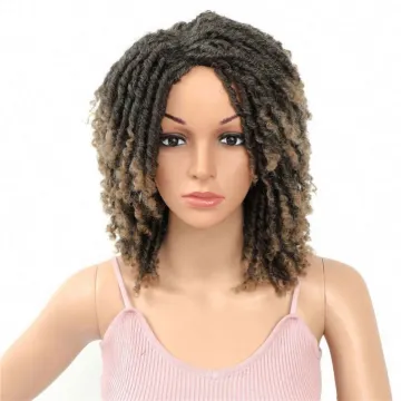 Soft Short Synthetic Wigs For Black Women 14 inch High Temperature Fiber Dreadlock Ombre Burg Crochet Twist Hair