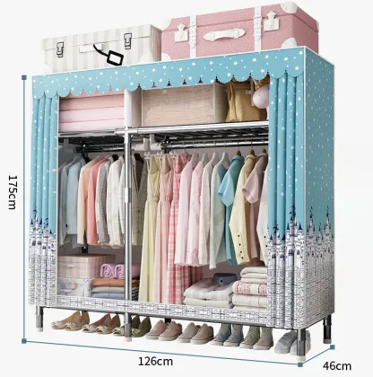 Easy Installation Steel Tube Cloth Wardrobe for Home and Rental Houses