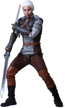 Costume cosplay per abiti da assassino maschio capelli bianchi