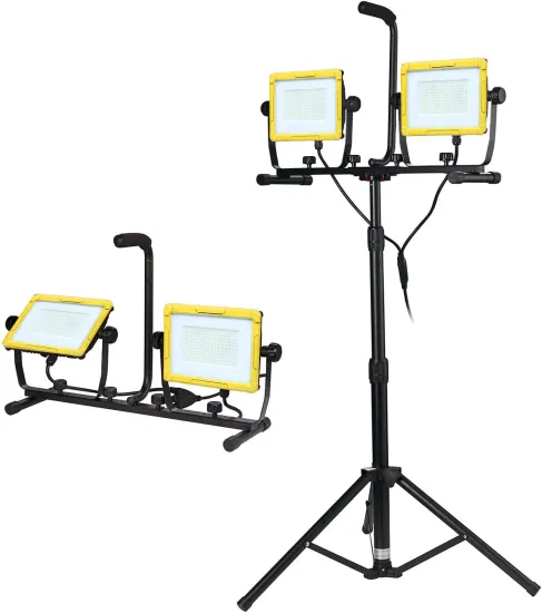 20,000 Lumen 200W Dual Head LED Work Light with Waterproof Lamp and Adjustable Tripod Stand