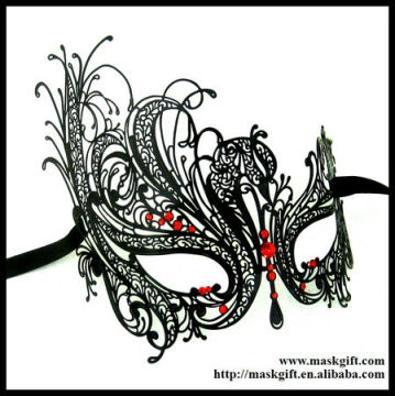 MF001-RBK Wholesale Venetian Metal Mask For Sell Black Stylish Metal Laser Cut Masquerade Masks With Rhinestone
