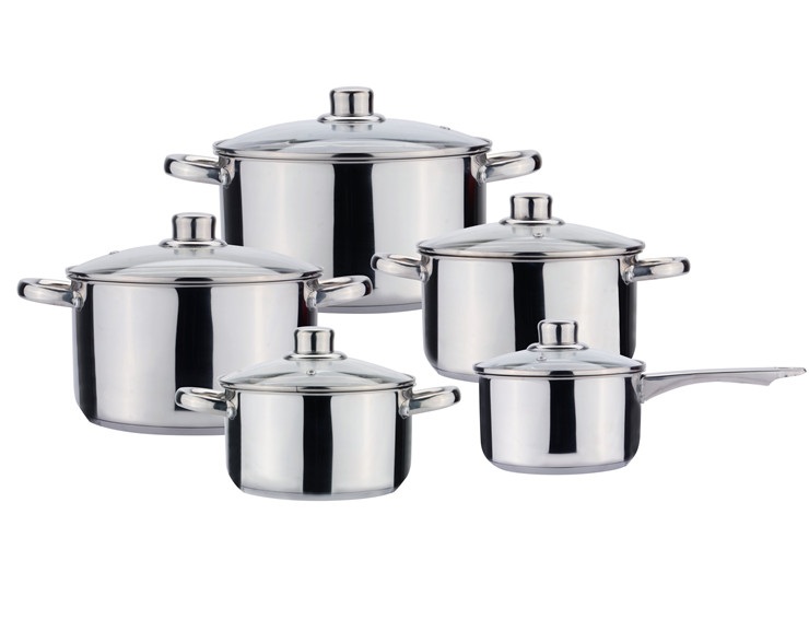 Induction stainless cooking pot and pan with handle