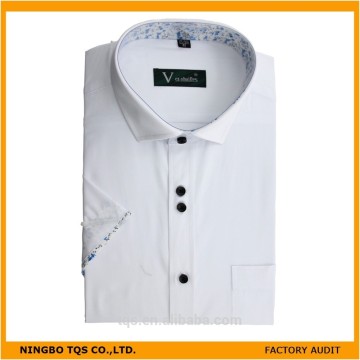 2015 nuevos diseños color maching mangas cortas camisa blanca para hombres