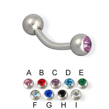 CZ Glitter Prong Set Złoty Curved Barbell