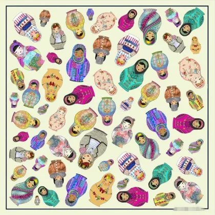 Russian Dolls Bandana,Good Quality Silk Chiffon Shawl Wraps