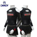 Custom dandy cheap black and red college youth girls cheerleading uniforms outfits