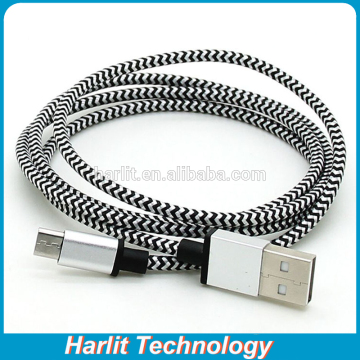 USB Data Cable With Durable Fabric Braided Fiber Jacket with Aluminium Shell Housing Head Charging Data Cable Cord