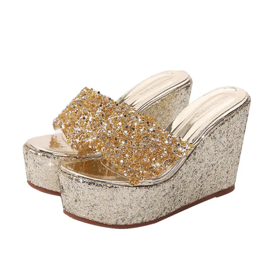 2024 Summer Collection: Super High Heel Slippers, Sequin Fashion Show Sandals, and Stylish Beach Slides for Women