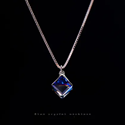 Jufeng Sterling Silver Crystal Necklace - Light Luxury Female Design