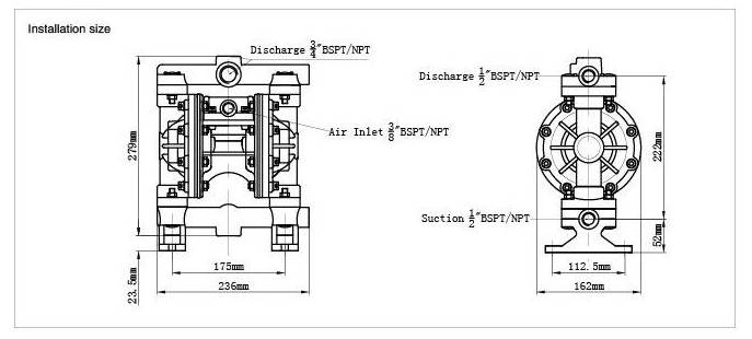 Air Operation Pump Air Driven Pneumatic Diaphragm Pump Liquid Pump (Qby-40)