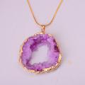 Natural Druzy Agate Crystal Pendant Necklace