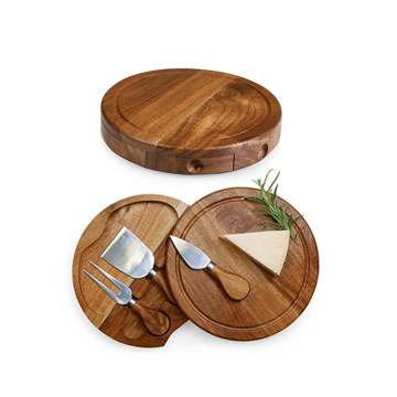 Eco-Friendly Acacia Wood Cheese Board and Knife Set