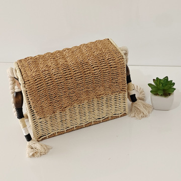 2021 tassel decoration square handmade straw bag