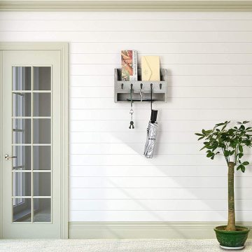 Wooden Key and Mail Holder for Wall