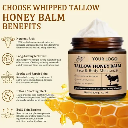 Private Label Beauty Skin Care Products Beef Tallow Cream Balm with Honey and Olive Oil for Moisturizing Skin Body Care