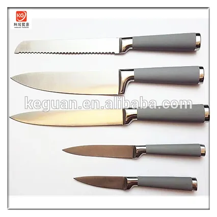 DK-039 5 pcs high quality classical hollow handle stainless steel damascus kitchen knife