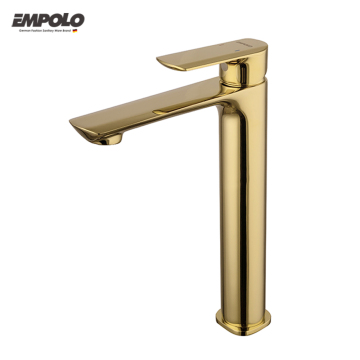 Factory Price Polished Gold Bathroom Brass High Brass Faucet Basin Mixer Tap