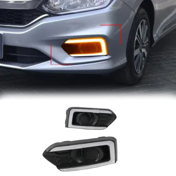 Gobison Led Daytime Running Light Fog Light Cover with Yellow Turn Signal for Honda City 2017-2018