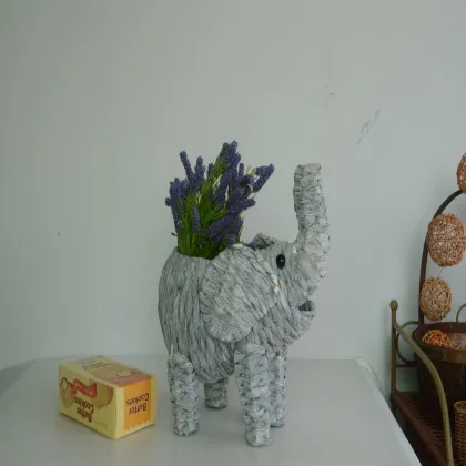 wash white water hyacinth elephant decoration pot