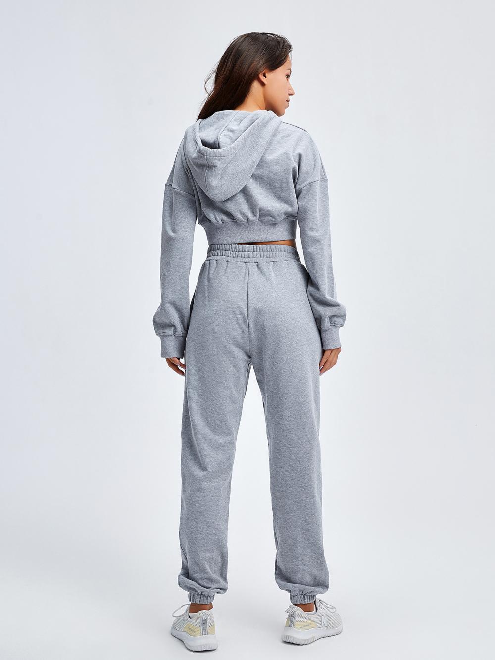 Womens Cropped Hoodie Tracksuit Set