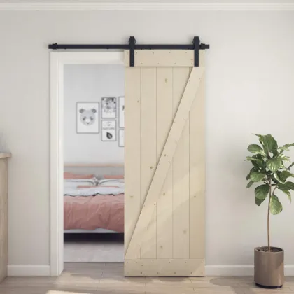 Unfinished Solid Pine Wood Sliding Barn Wood Door