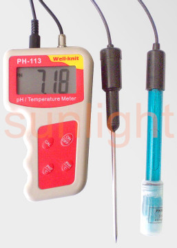 Handheld pH Meter, pH and Temperature 2 in 1 Meter, ATC, PH-113