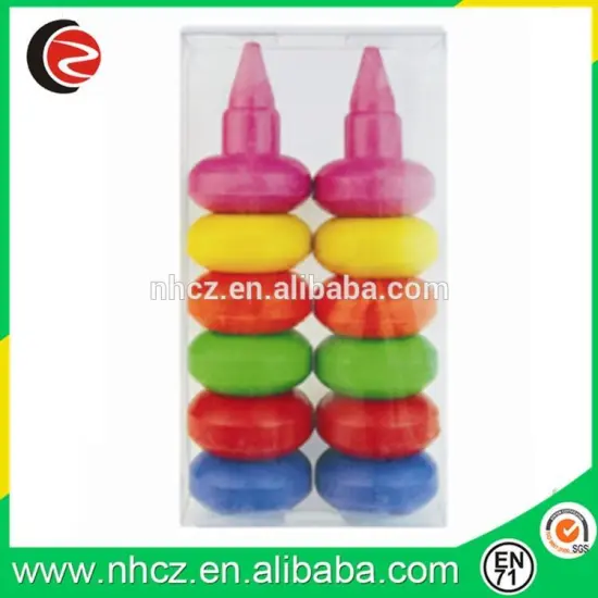 6 Color Finger shaped plastic crayons for kids promotional gifts erasable crayon
