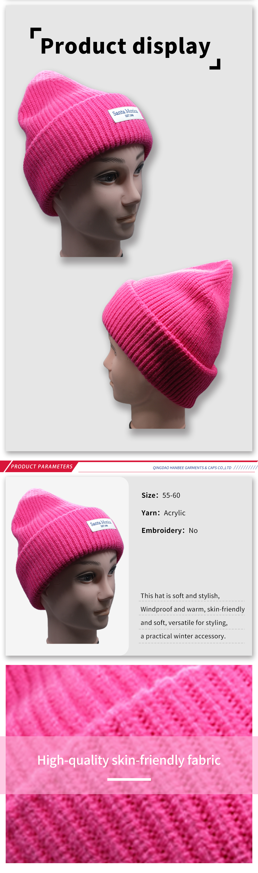 Fuchsia Knit Beanie for Women and Men
