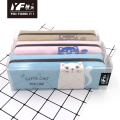 Custom cat pattern square shape canvas pencil case