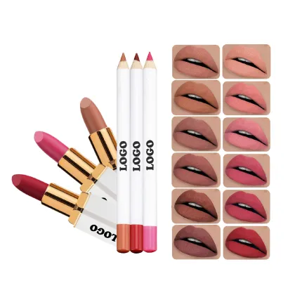 Private Label Vegan Matte Lipstick and Lipliner Kit - Waterproof Brown